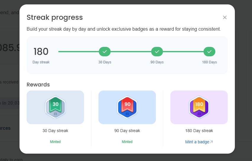 180 Days Milestone Completed on <a href="/blockscout/">Blockscout 🔭</a>.

Minted My Badge Too,