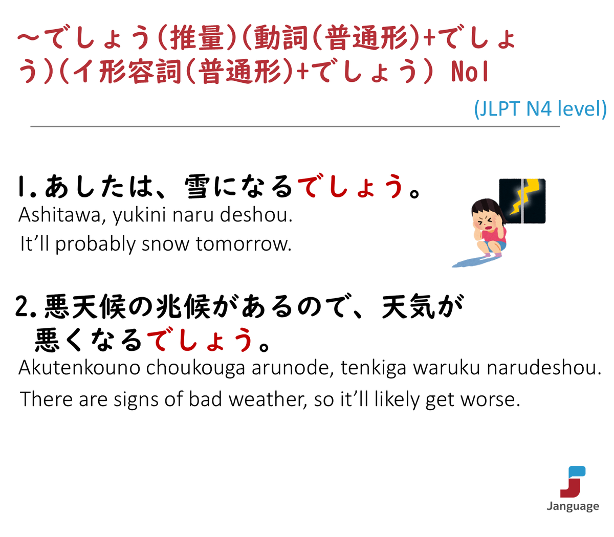 Janguage_jp's tweet photo. JLPT N4 level Grammar(文法)

👉Online Japanese Lessons https://t.co/KDHjhOH5fS
👉オンライン日本語授業 https://t.co/XKqvN21xN7

#learnjapanese #japanese #nihongo #日本語 #日本語学習 https://t.co/hlKdKP3TTY