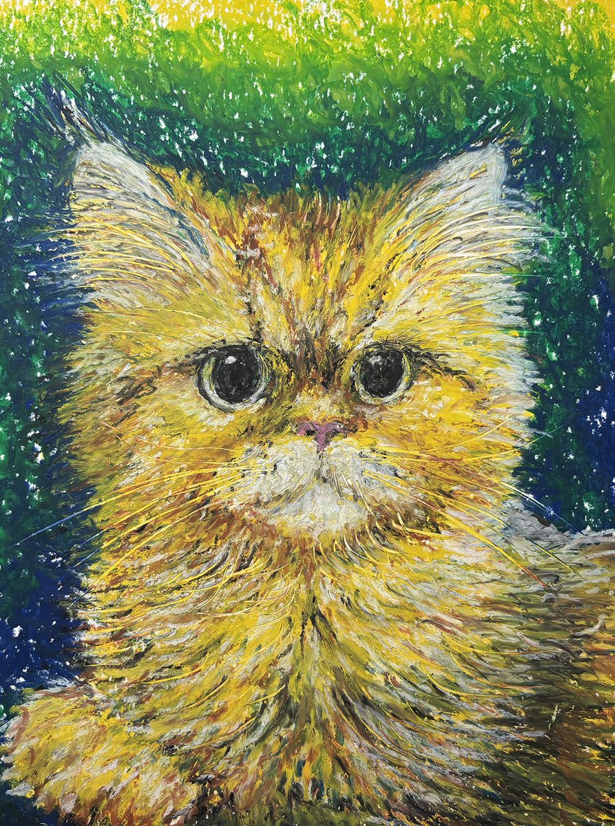 b_yan_nob's tweet photo. 新人バイトです！

#ayashii #クレヨン画 #drawing #猫 #cat https://t.co/bgiKaf7yH7