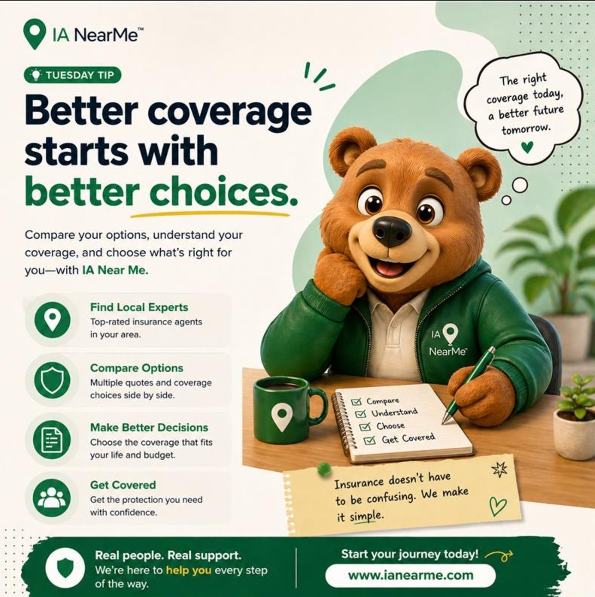 IANearMe_'s tweet photo. It’s not just about finding insurance, it’s about actually understanding what you’re choosing. The right coverage comes from comparing your options, asking the right questions, and having someone guide you through it.

Start making smarter choices today at https://t.co/jKueMKmr9I https://t.co/hfwaMf9Hwh