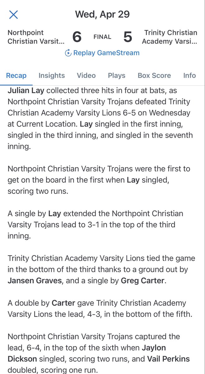 NCSThePoint's tweet photo. ⚾️ Varsity baseball Trojans with a 6-5 victory on Wednesday over TCA.  Trojans will now play at SGIS tomorrow at 6:30 pm! 
@johnvarlas @DailyMemphian @wendellsjr_ @memphissports @UTWpod @desoto_news https://t.co/fts5a95Q47