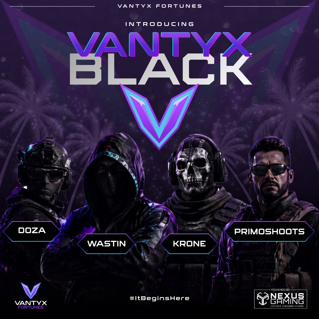 VantyxEsports's tweet photo. Big changes coming. We cant wait to let everyone see what we have in store. But first, I’d like to introduce you all to both yesterday’s tournament WINNERS, and Vantyx Black.

@Dozahc 
@wastin_ 
@PrimooShoots 
@krqnee 

#ItBeginsHere https://t.co/sO2ENfAHI7