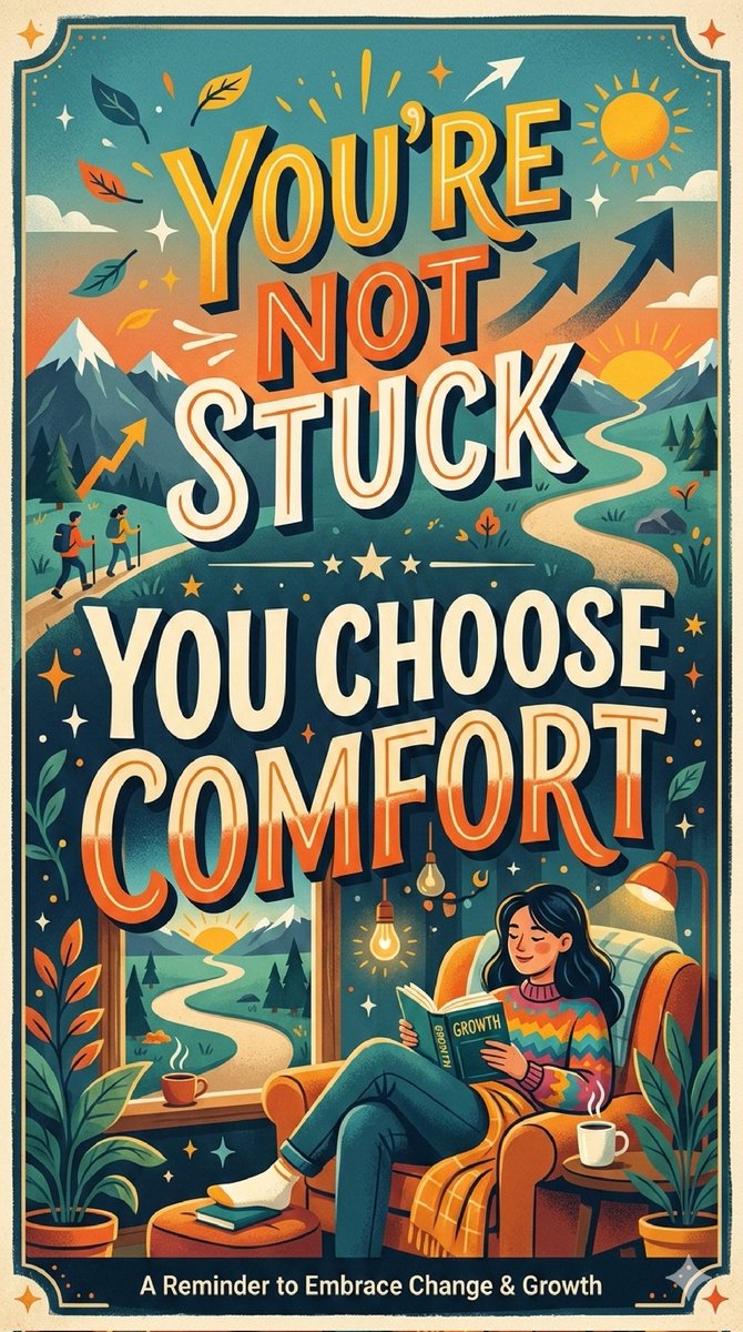 UrbanMind78's tweet image. You’re not stuck.
You’re choosing comfort.
Growth starts when comfort ends.
#ComfortZone #Growth #Discipline #Mindset