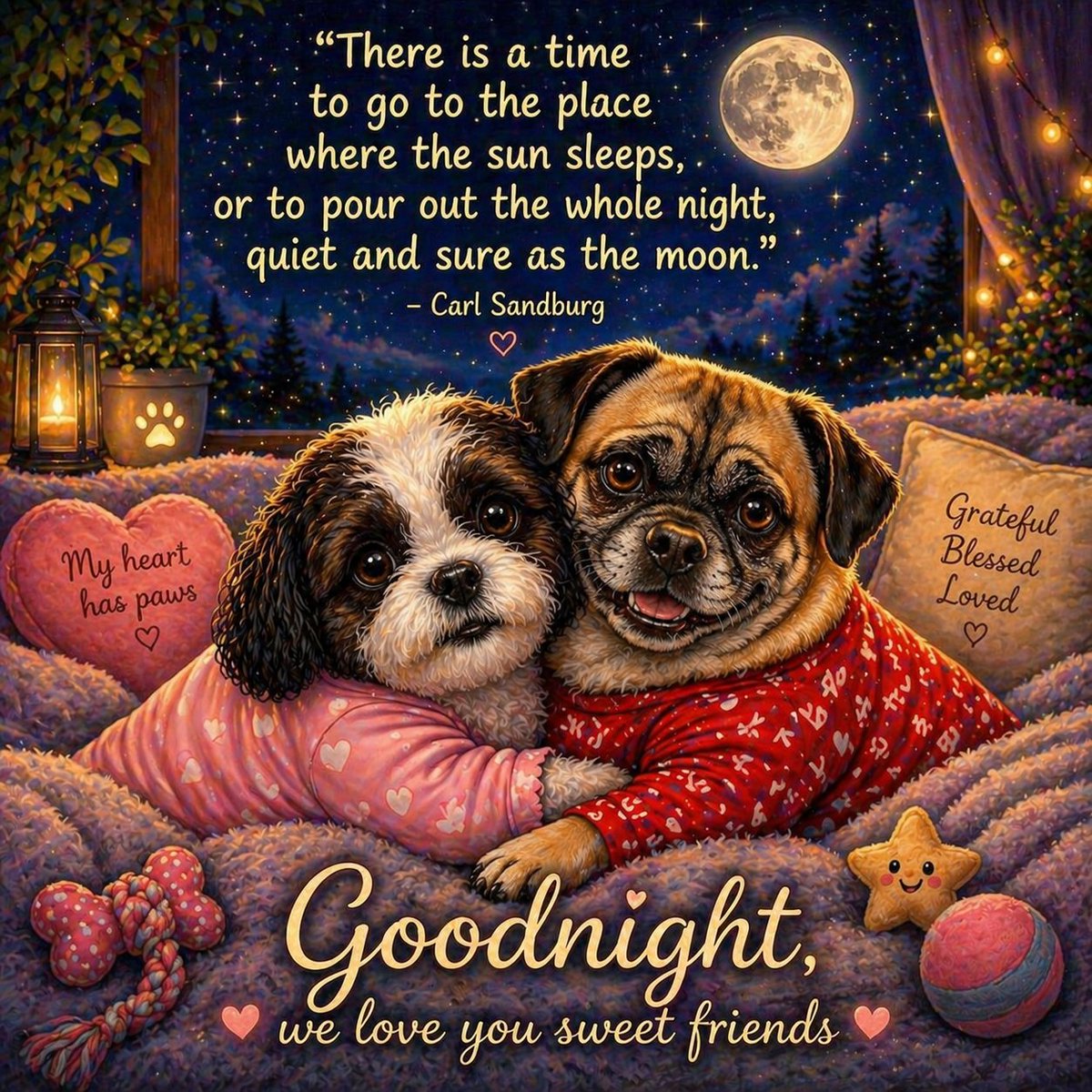 PugnatiousG's tweet image. What a wonderful day we have had. What a wonderful blessing it is to love and be loved! We love you. Goodnight Dear Hearts.

❤️ Duggie and Phoebe ❤️ 
#DarlingDuggie #PreciousPhoebe
#TikiMyHeart #NinaAngel
#KindHeartedCookie #BelovedPhoenix #LovelyLucy
#AngeksForeverLoved