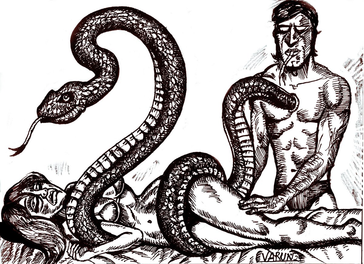 rampal_varun's tweet image. Entangled in Desire.

  - surreal art

#art #artistonx #surrealism #drawingart #Lovers #nsfw #fantasyart