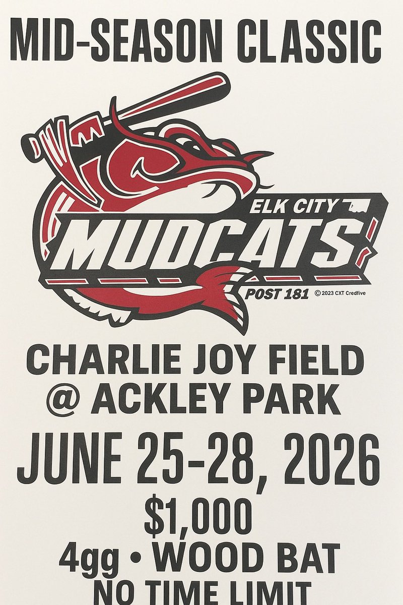 BaseballMudcats's tweet photo. Still have room for a few teams. 
Elk City, OK
Full turf 
States coming:
OK, KS, TX, NM, MO, CO, AR

College coaches. We will pay $100 cash for you to attend plus all the food and drinks. Our goal is to be the most recruited tourneys in the state. 

580-799-7704 https://t.co/9nObyn1fZI