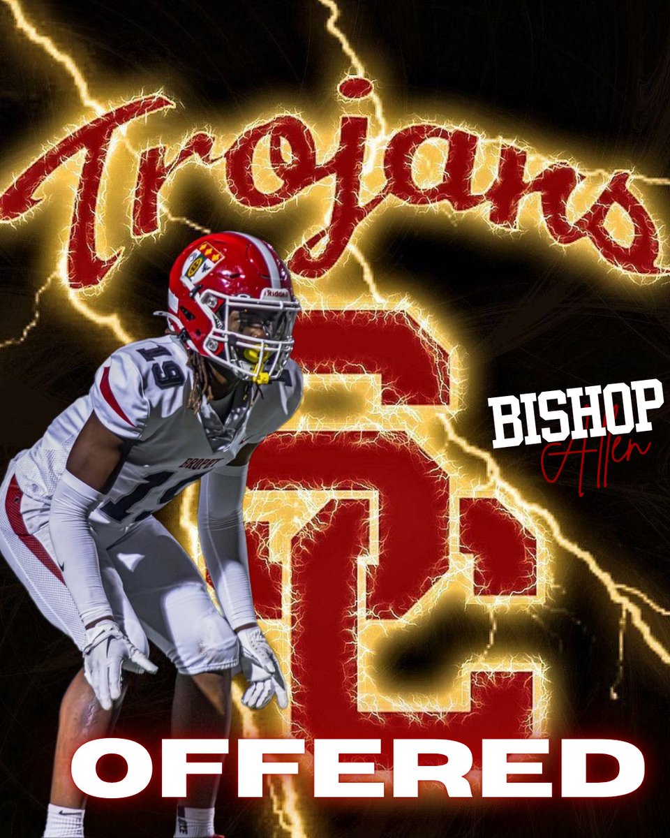 bishop_all66696's tweet image. I'm thankful to receive an offer from The University of Southern California, I appreciate the coaches for taking the time o Recruit me and believing in me
#BST
@BrophyAthletics 
@FootballBrophy 
@BrophyStrength
@jason247scout 
@CoachChadSavage
@Hatch89 
@cwise818 
@247Sports