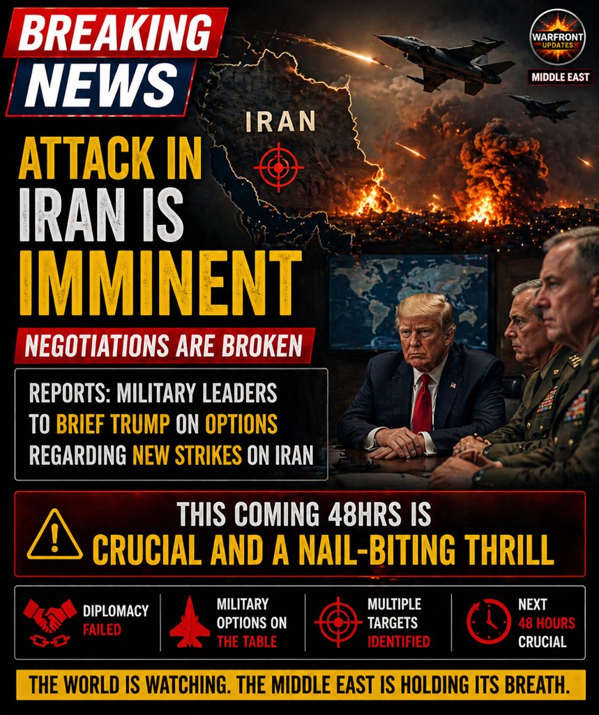 WarFrontUpdates's tweet image. 🛑 BREAKING: Tensions surge as reports say U.S. weighing new strike options on Iran

#BreakingNews #Iran #MiddleEast #USMilitary #Geopolitics #WorldNews #DevelopingStory #WarFrontUpdates #TrendingNow