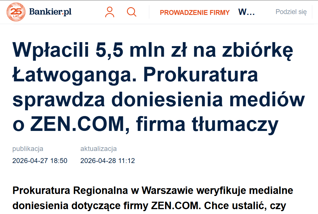 Czy ktoś słyszał aby prokuratura interesowała się darczyńcami wpłacającymi duże sumy na WOŚP?