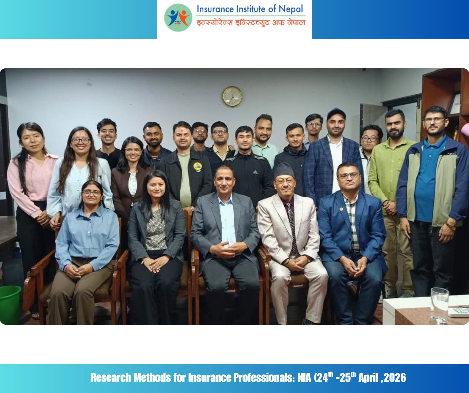institute2075's tweet photo. Insurance Institute of Nepal (IIN) is delighted to conduct Module 2: Research Methods for Insurance Professionals for the Nepal Insurance Authority (NIA). 
#iinnepal #InsuranceTraining #LearningInAction #capacitybuilding #insuranceprofessionals https://t.co/aeIobXDdCg