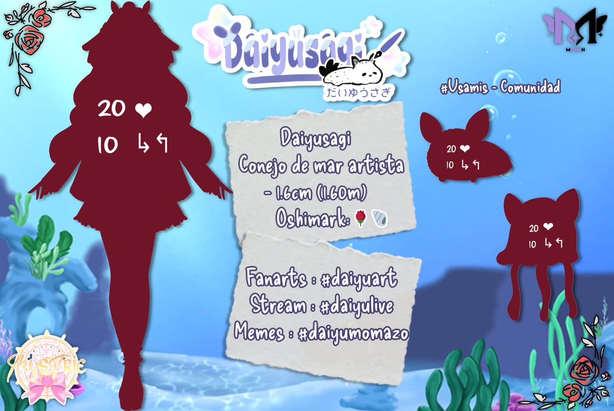 daiyusagi's tweet photo. 🌹🐚 MODEL REVEAL !! 

୨ৎ Haiiaar a todos, yo soy Daiyu, tu Vtuber que es un conejo de mar qué debutará muy pronto ! ¿Quieres verme, umisagis? 

୨ৎ 20 likes y 15 rt para que veas el modelo completo (*＞∇＜)ﾉ

#daiyusagi #VTuber #VtuberES https://t.co/Tq9e5aJ94e