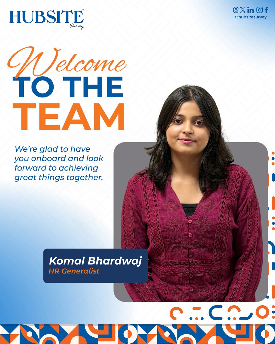 Hubsitesurvey's tweet image. New face, new energy! ✨

Please join us in welcoming Komal Bhardwaj to Hubsite Survey! As our new HR Generalist, Komal will be instrumental in nurturing our culture and supporting our most valuable asset—our people. 

Welcome to the team, Komal!

#Welcome #HubsiteSurvey #newhire