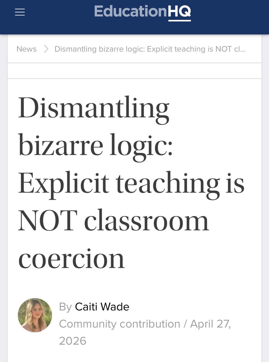 3dancingfeet's tweet photo. So what we’re really saying here is that “effective teaching” is only possible through ONE pedagogical approach? #explicitteaching 

And this is the *only* evidence-informed one AND it levels the platform for ALL students.

Nice try 🤭

@EducationHQ_AU 
https://t.co/6MLnC6o7Pm https://t.co/RA2vsawzyP