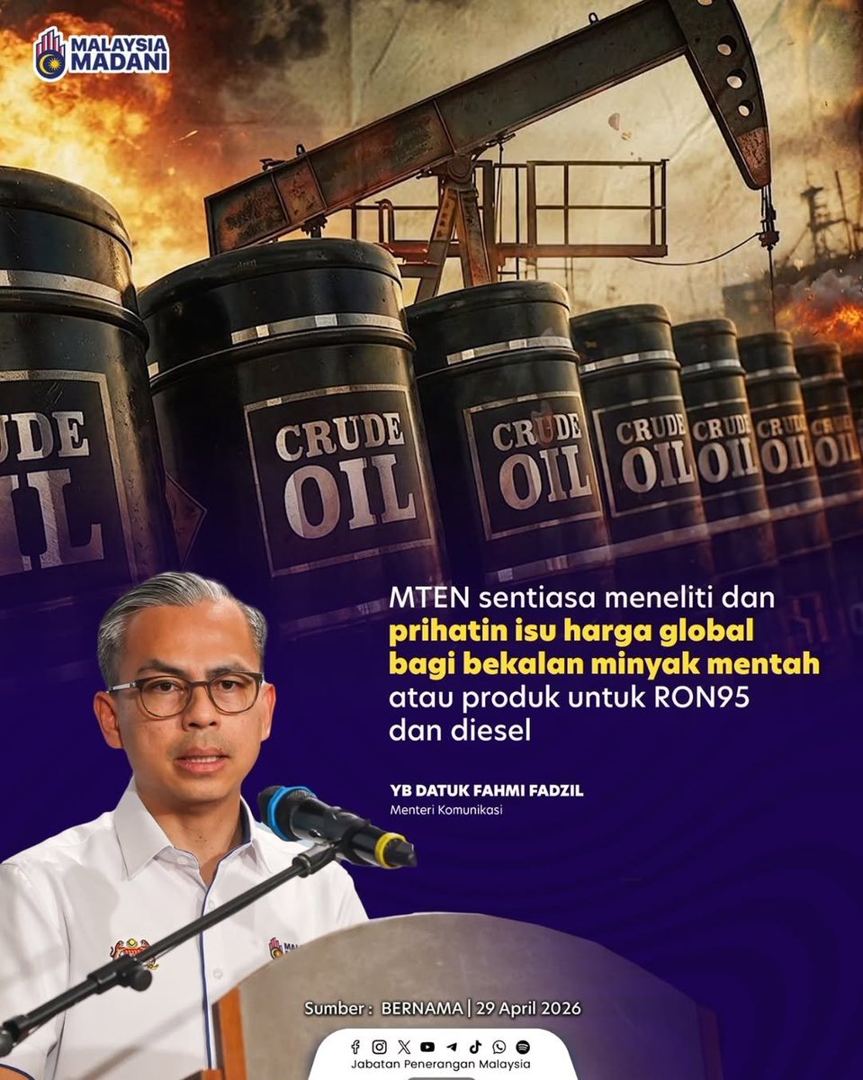 JapenPahang's tweet image. #Repost @japenmalaysia
...
📈 Kerajaan sentiasa meneliti harga pasaran dunia demi menjamin bekalan bahan api negara kekal mencukupi dan terurus. ⛽🇲🇾✨ #RancakkanMADANI #MADANIBekerja #TaatSetia #JabatanPenerangan
