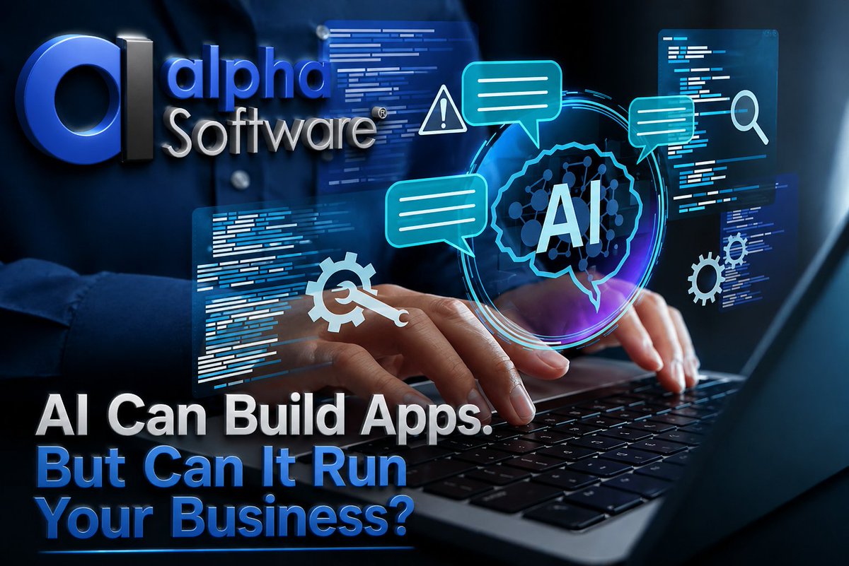 AlphaSoftware's tweet photo. https://t.co/OFlJ1H9bwT
Most AI-generated apps don’t survive real-world operations.
What is AI App Development?
#alphasoftware #aigeneratedapps #AIGeneratedCode https://t.co/5dR67lSSip