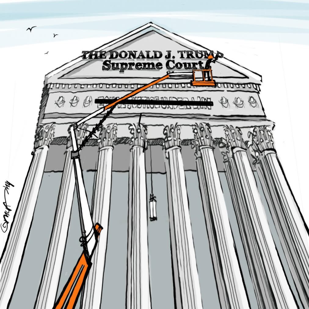 DeciderDivider's tweet photo. @cardon_brian Divider 
Extreme Partisan Chief “Justice” Roberts destroyed Super Precedent and now legislates from the bench against the Voting Rights Act 

#ImpeachSCOTUS 🎨 @MurphyCartoons @oldsargepap https://t.co/Pes8XEsX17
