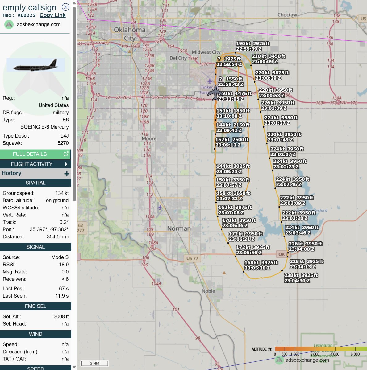 iemats's tweet photo. it gives the appearance of being a surge:

2300z: BRUSHWOOD (presumed E6B; not visible on ADSB mapping sites maybe) entered the net.

2305z: AF8404 E6B launched from PAX RIVER and flew the ATLANTIC; TACAMO LANT.

2310z+/-: AF875F E6B launched ex OFFUTT southbound.

AEB225 launched from TINKER around the same time for pattern work at TINKER.