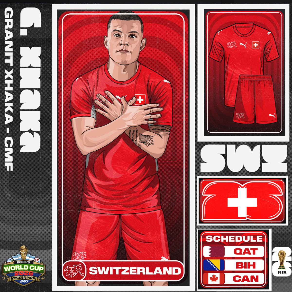 brlgon's tweet image. 𝐌𝐢𝐫 𝐬𝐭𝐨̈𝐡 𝐳𝐚̈𝐦𝐞, 𝐞𝐠𝐚𝐥 𝐰𝐚𝐬 𝐜𝐡𝐮𝐧𝐧𝐭.
🇨🇭 | 07 | WE ARE SWITZERLAND | 43 days to the FIFA World Cup 2026
Suiza no hace ruido, pero siempre compite. Orden, control y cero margen de error. Xhaka marca el ritmo.
#Switzerland #Nati #WorldCup #Football