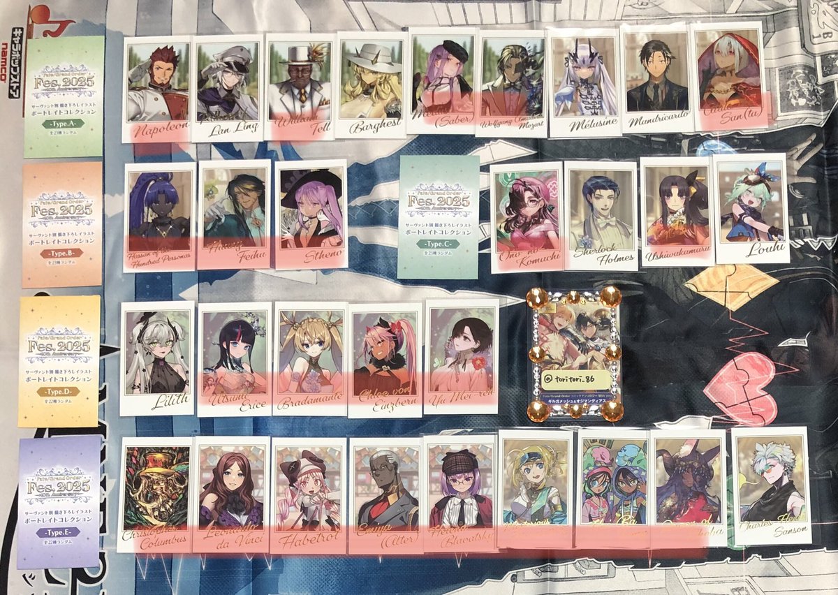 toritori_86's tweet photo. @1【交換・譲渡・買取】
FGO Fate/Grand Order ポートレイト コレクション ポトレ
Fes. 2017 2018 2019 2021 2022 2024 2025 under the same sky CBC AGF

譲
1.2枚目
定価＋送料

求
3枚目
ダンテ 高杉晋作 等
4枚目
アルジュナオルタ カルナ マーリン等

赤→定価
黄→200円
緑→100円
＋送料
↓ https://t.co/eYiuDkhWwP