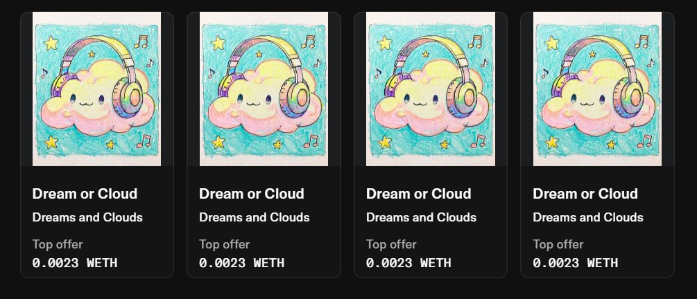 Just got aidropped 2 <a href="/dreamsandcloud/">Dreams and Clouds</a> from the team for minting! ☁️

Thank you guys! Can't wait to see the art ❤️