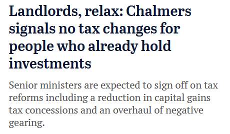adamnicotera's tweet image. Treasurer Jim Chalmers has signalled changes to capital  gains tax and negative gearing will NOT adversely affect people who already hold assets, by downplaying suggestions of a surge in revenue from housing reform.

#ausecon #auspol #Budget2026