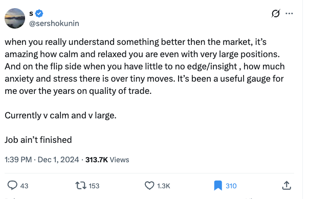 zeroxkyle's tweet photo. I find myself coming back to this alot - all my home runs that I've made the most money on, are always trades that I'm incredibly convicted in, and heavily sized in - and this has been my bread & butter "high conviction bets".

I currently feel the same way about $CARDS. Everytime I use the gacha it's just so damn addictive. In fact, perhaps its because I know nothing about Pokemon & TCGs, that is why I have even more conviction in the thesis - someone like me is "introduced" into this world, I am the perfect user to prove that there is PMF for the product. I'm now shipping more cards home than ever. I'm not even doing anything with them. I truly just love the slabs. 

The P&L swings in this single position is way larger than the swings in my TradFi portfolio, despite the position being less than 10% the size of my tradfi portfolio. I find that to be quite crazy, and hilarious. I have been holding this position for about 4 months now. I will continue holding it for as long as it remains undervalued.

Onwards and upwards.
