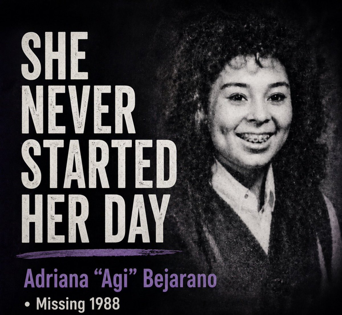 rmowrey81's tweet image. Adriana “Agi” Bejarano was 15 when she vanished from her home in 1988. No forced entry. Purse left behind. Calls stopped that day. Her morning never began. Someone knows what happened. #MissingPerson #ColdCase #AgiBejarano

thesassygazette.blogspot.com/2026/04/the-di…