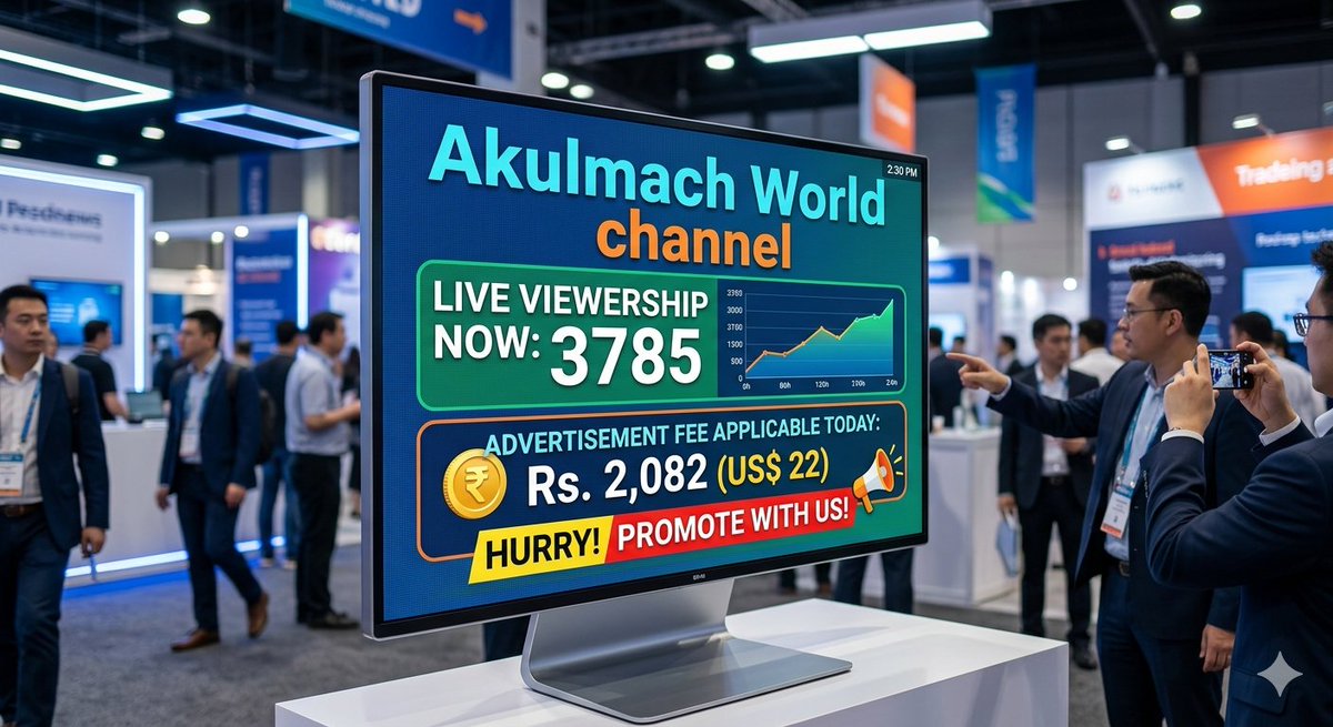 AkulmachLive's tweet image. @Akulmach World channel's Viewership = 3785 on #April 30, 2026
#Advertisement Fee Applicable Today Rs. 2,082 (US$ 22)
HURRY, Promotes with us!

-8,500 viewers on #YouTube
-9,814 viewers on #LinkedIn
-2,907 viewers on #Facebook
-4,200 viewers on #X #twitter
#Instagram #Threads