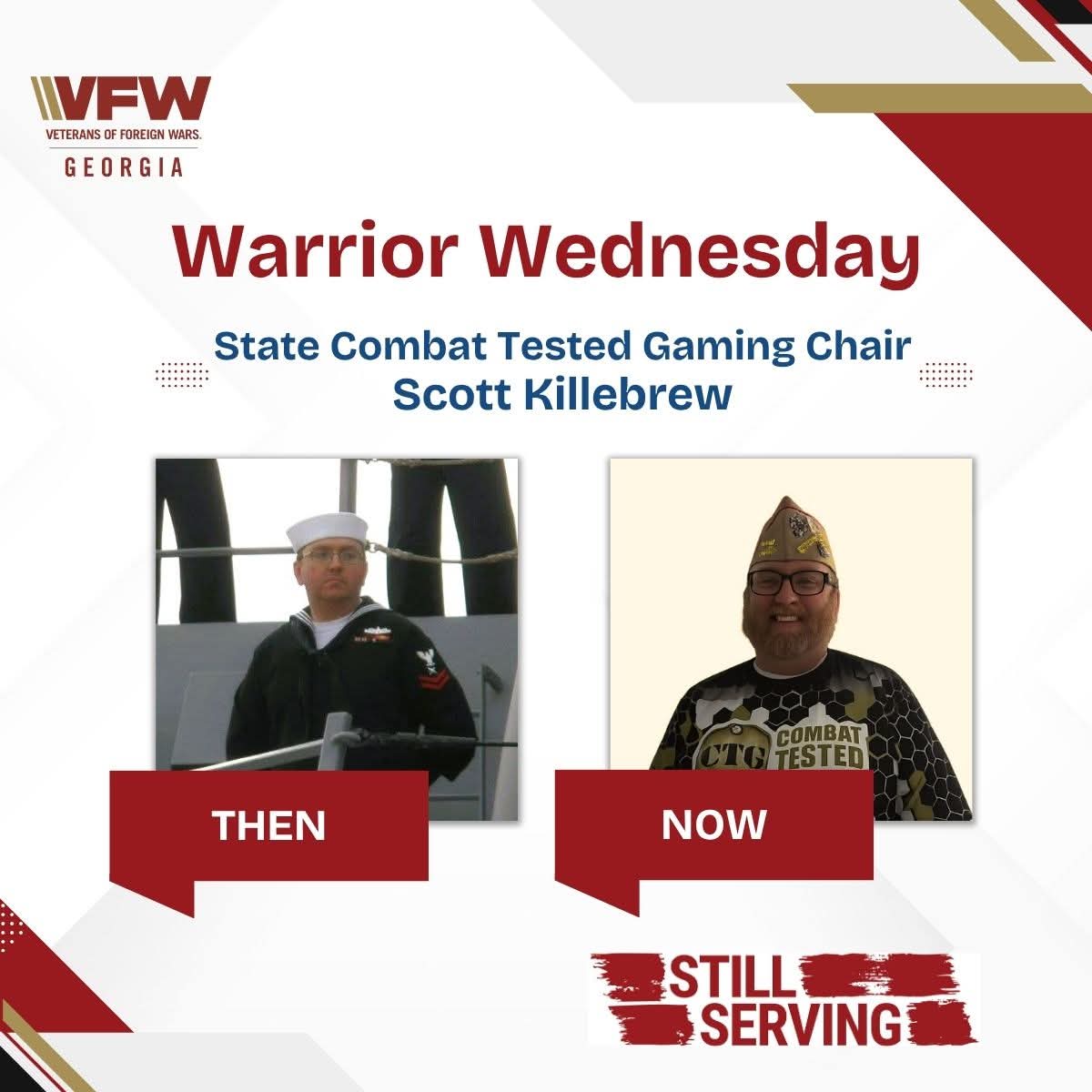 GeorgiaVFW's tweet photo. Warrior Wednesday - Scott Killebrew

Name: Scott D. Killebrew “GremmieGhost”

Current Position: VFW Department of Georgia Combat Tested Gaming Chairman; VFW Post 12190 Quartermaster

VFW Post: 12190 (Evans, Georgia)

Service Branch: Navy

Years of Service: 8 (2007-2015)

Rank: E-6, Cryptologic Technician (Collection) First Class

Military Occupational Specialty (MOS): Cryptologic Technician Collection (CTR)

Eligibility for the VFW: I am eligible for membership in the VFW based on my service in support of the Global War on Terror, including earning the Global War on Terrorism Expeditionary Medal while assigned to the USS Truxtun (DDG-103), where I participated in multiple surface and subsurface deployments.

Why I joined the VFW: He joined the VFW to continue serving after active duty by staying connected to the veteran community and making a tangible impact on the lives of those who served. After his time in the Navy as a Cryptologic Technician Collection supporting GWOT operations, Scott wanted to remain part of something mission-focused, where experience, leadership, and service still matter. The VFW gives him a platform to advocate for veterans, strengthen community ties, and build programs that keep veterans engaged, supported, and connected long after uniformed service ends.

Hobbies: Dance Dad, enjoy spending time with his wife and kids, Tabletop gaming and miniature painting, video gaming, and streaming on Twitch for Combat Tested Gaming- GA. Currently, Scott is a full-time instructor at the U.S. Army Cyber Center of Excellence, teaching Basic Officer Leadership Course - Cyber modules, "Operations in the Information environment / Cyberspace Planning" as well as the "Mission Commander" Module.

#WarriorWednesday #GeorgiaVFW