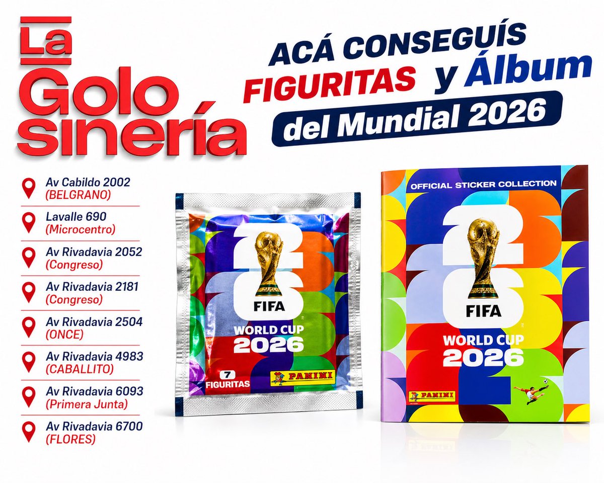 LAGOLOSINERIA's tweet photo. Figuritas +Album Panini MUNDIAL 2026 FIFA https://t.co/cvs2E4ZVdC