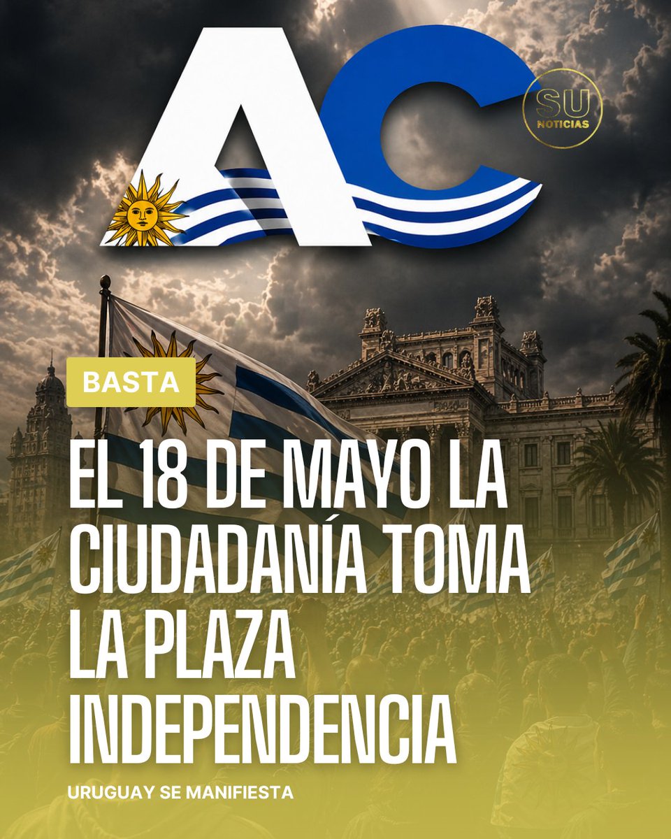 sunoticiasuy's tweet photo. Bajo la consigna de poner fin a la mentira política y la inseguridad sangrienta, el movimiento "Acción Ciudadana Uruguay" convoca a una gran manifestación nacional el próximo 18 de mayo a las 14:00 horas. https://t.co/zsKBvFVIsQ