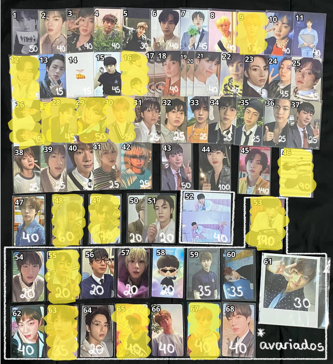 ceg jinkook   ⃓ @𝑘𝑚𝑝𝑟𝑜𝑏𝑙𝑚𝑠

valores na imagem + frete nacional 

⇾ Pagamento quando fechar. 
⇾ Frete nacional R$15,00. 

🏷️ seokjin jungkook venda vendo golden bts happy running troco procuro compro photocard lucky draw regular pob Wings polaroid butter ly persona jin