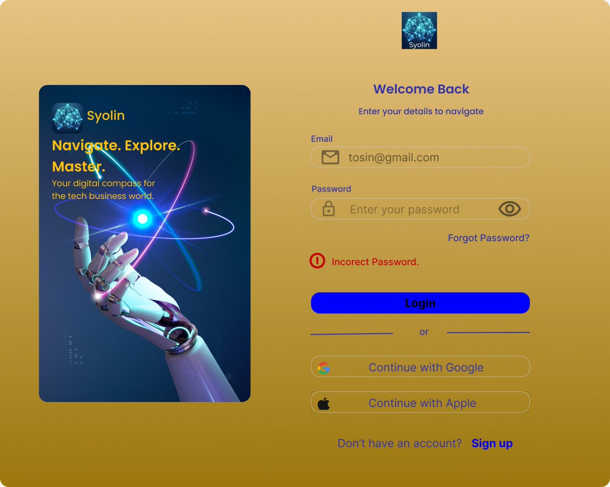 AkonkemChijindu's tweet image. Day 2/10 UI Design Challenge ✨ 

Task : Web Authentication (SaaS)
Aim - Design a desktop login page for a productivity app.

As I learn daily, i'm improving.
I would appreciate feedback from designers.
#UIUX #ProductDesign #DesignChallenge
@TechCrushHQ 
@JoshOpaleke 
@Meedayyy