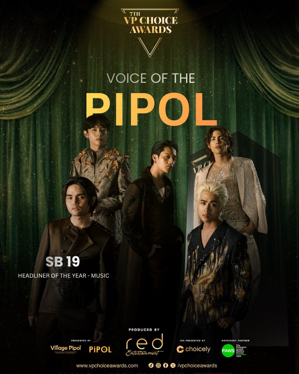 🏆 SB19 is awarded “Headliner of the Year for Music” at the 7th VP Choice Awards.