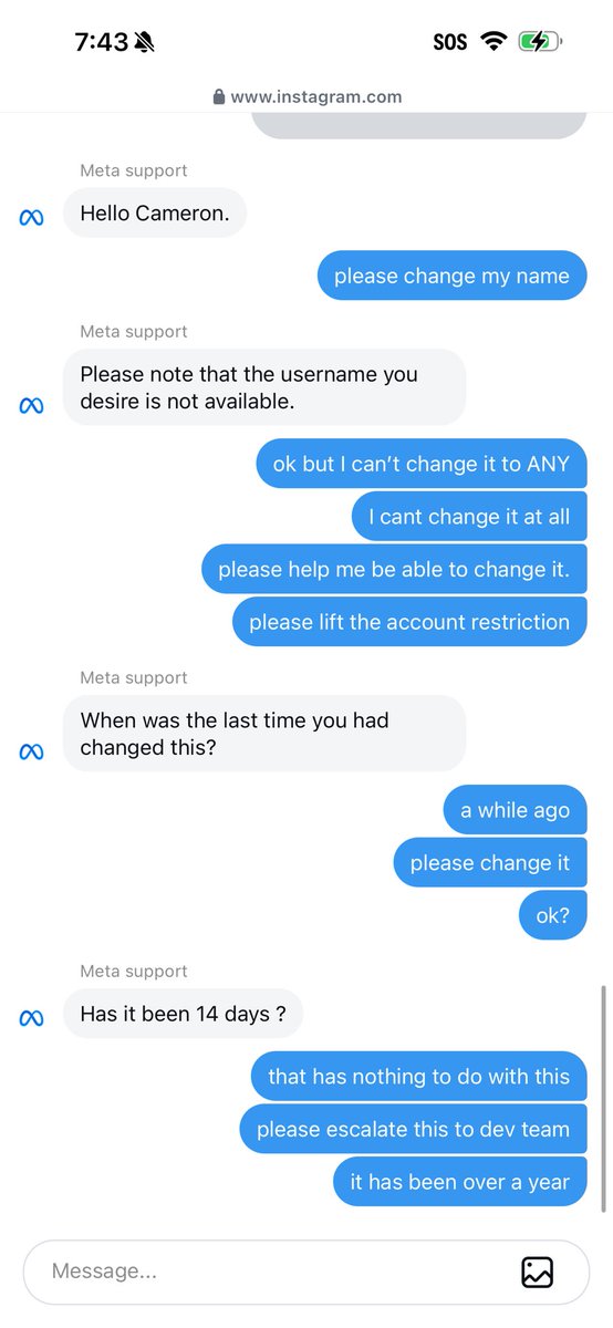 cdefffff's tweet photo. @Meta PLEASE SOMEONE ON BACKEND HELP ME RECLAIM MY REAL NAME THIS HAS BEEN INFURIATING OVER THE LAST YEAR https://t.co/eKmImV50gJ
