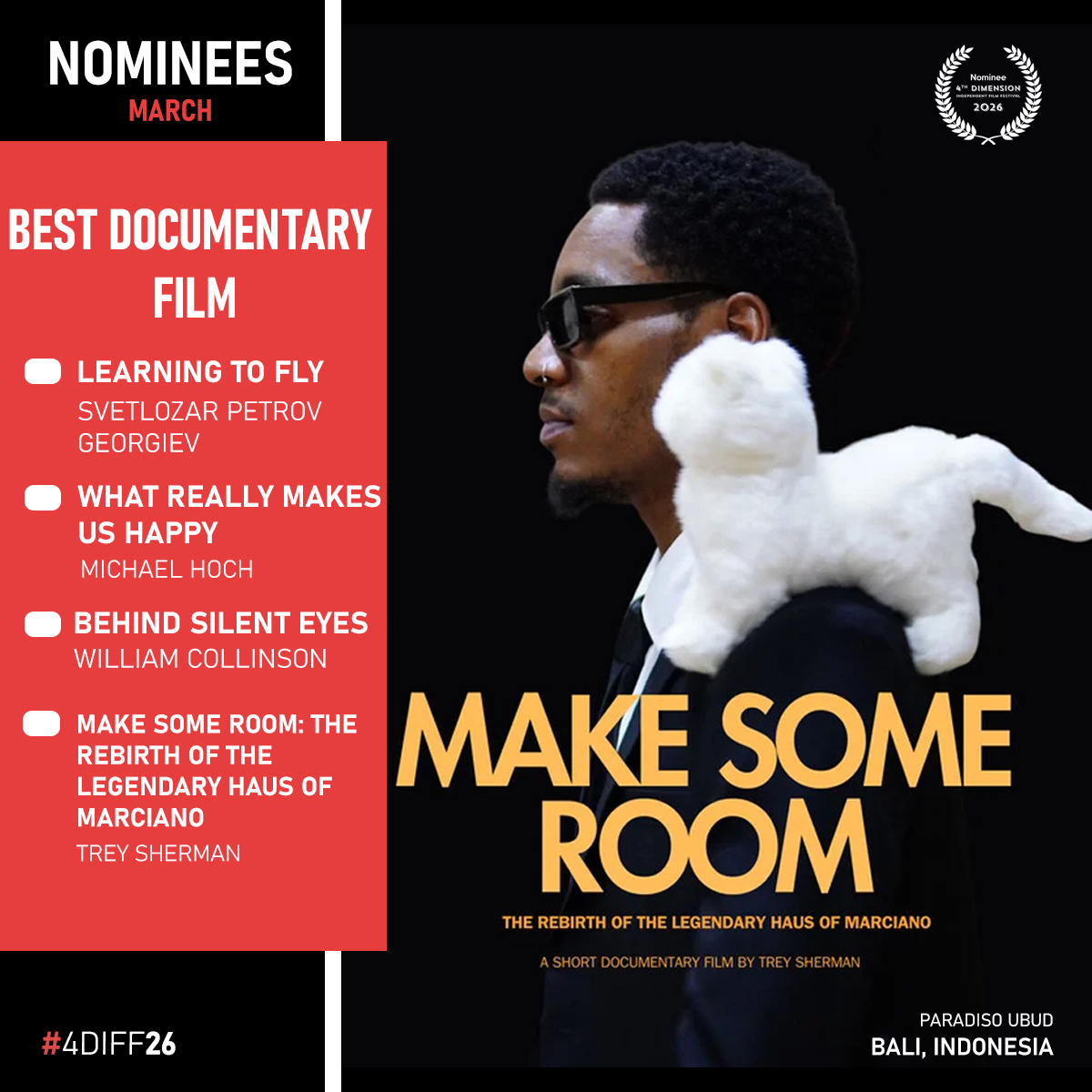 4D_FilmFest's tweet image. Congratulations to the Nominees.
Thanks for your participation and contribution to the world of Independent Cinema.

#Nominee #bali #ubud #fdiff2026 #filmfreeway #filmfreeway