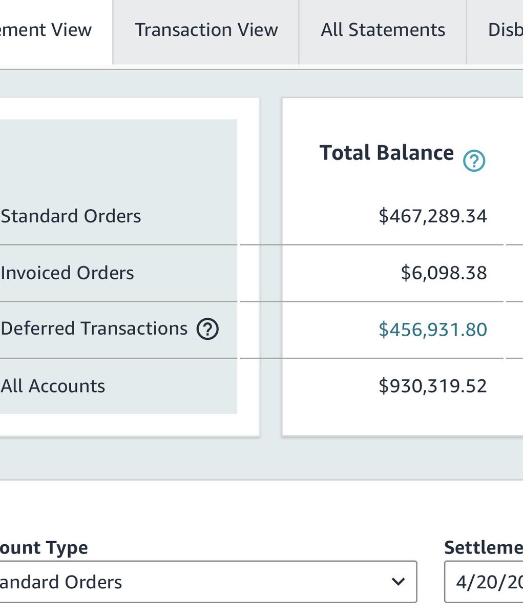 appy21x's tweet photo. @MbtHawk @amznsellerhelp They did change how long the reserves are, two of our accounts never had reserves (10+ year old accounts) newest acct had reserves. This is our original account… you can clearly see the cash crunch. They will now just forever hold $400k+ unless we stop selling for two weeks? https://t.co/ACisyWfQAM