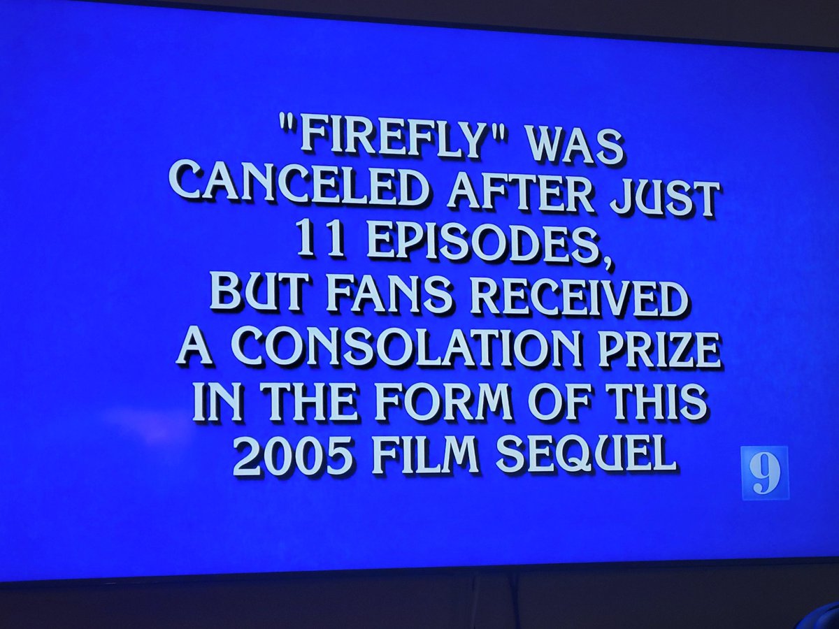 JohnSommersby's tweet image. @NathanFillion 
My heart broke when they couldn't answer this... 

#Firefly
#Serenity
#jeopardy