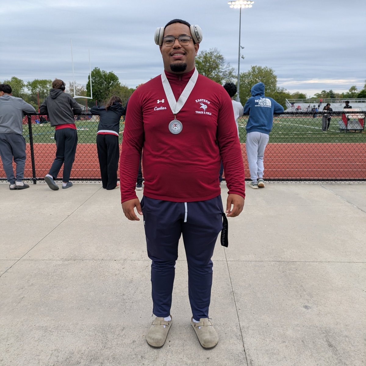 eastern_track's tweet photo. Berto Cuellar places 2nd overall with a new PR in discus 141' 0" and wins the American Division. David Fiori places 5th overall (3rd in the division) with a throw of 123' 11" and Greg Luma places 7th overall (4th in the division) with a throw of 121' 7" @easternviking https://t.co/jVcrLEQopS