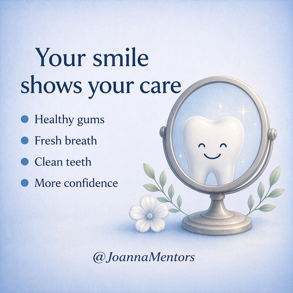 JoannaMentors's tweet image. A healthy smile reflects how well you care for yourself.
#SelfCare #ConfidenceBoost #HealthyGums #CleanTeeth #JoannaMentors