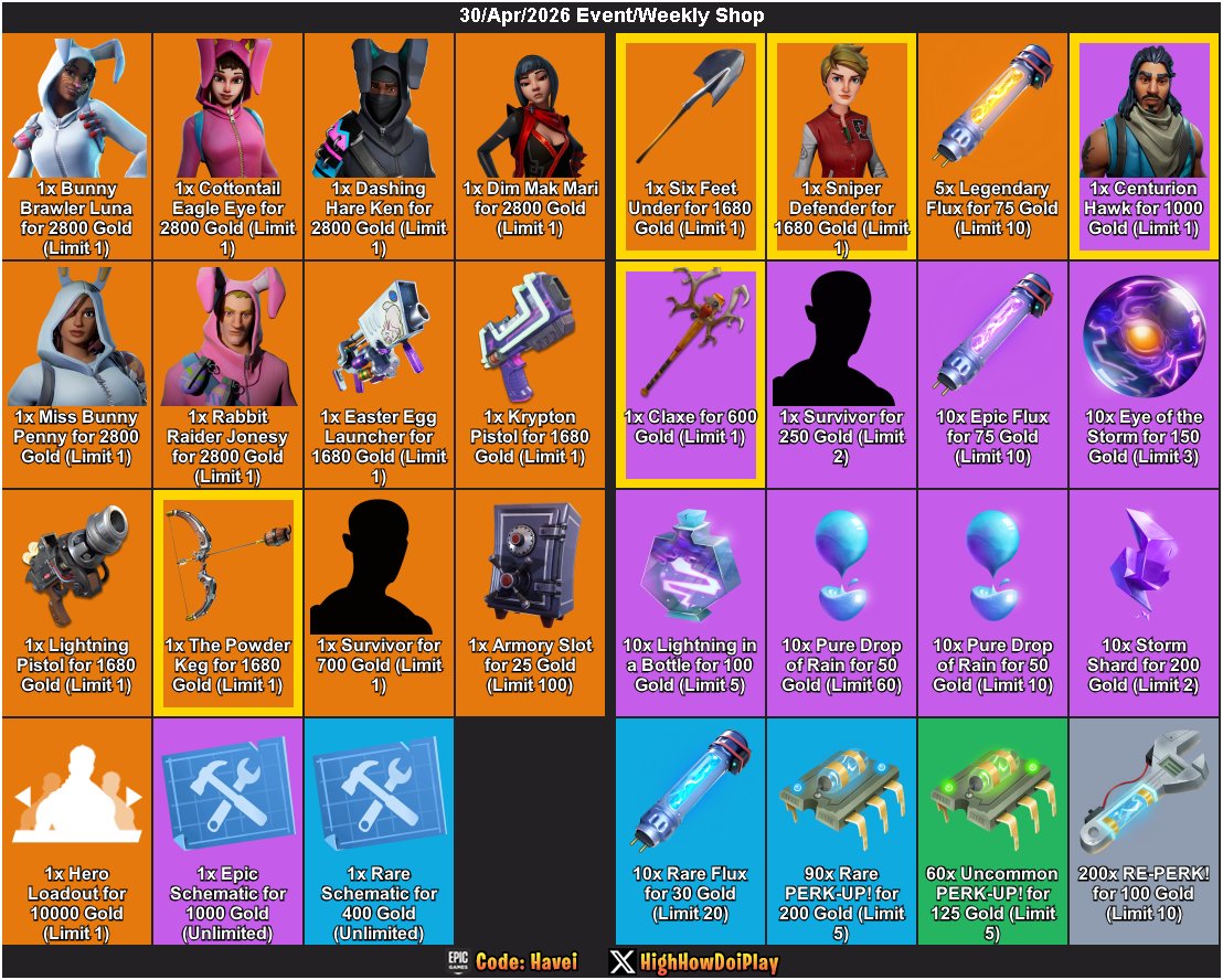 stw_leaks's tweet image. Tienda de Battle Royale 29/04/26 y Alertas de Salvar el Mundo - Battle Royale Store 29/04/26 and Save The World Alerts 

CODE: LoCoX-1987 

#Fortnite 
#BattleRoyale 
#SaveTheWorld