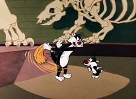 ImbrugliaJim's tweet image. The second cartoon tonight on #bugsbunnyandfriends #MeTvToons is the classic Sylvester and Hippety Hopper cartoon "Mouse-Taken Identity." Showcasing some pure comedy gold with the Tuxedo Puddy Tat and the 'Roo from the Zoo.