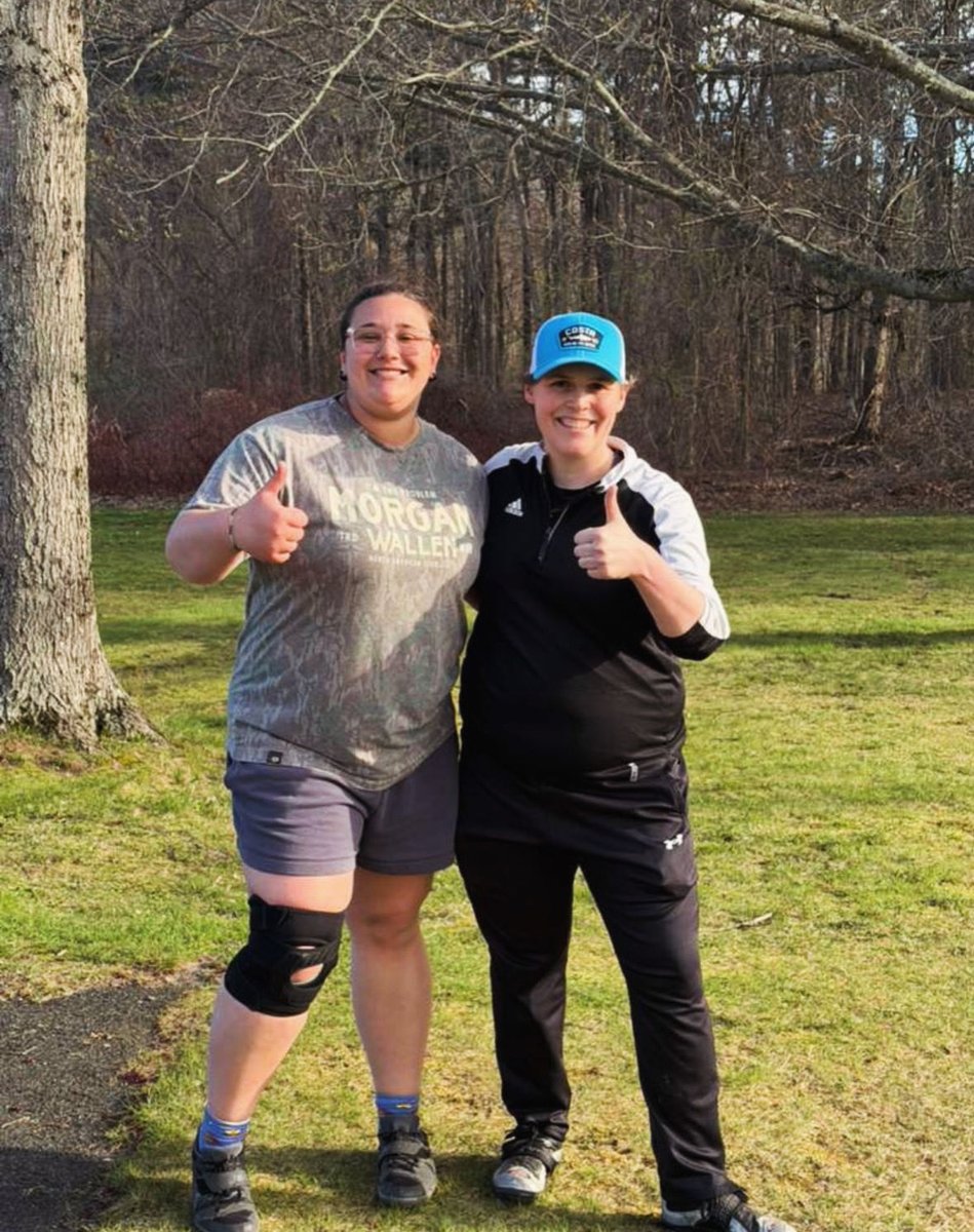 NECCKnightsTF's tweet photo. What better way to prepare for Nationals next week than to have NECC’s very own Hall of Fame thrower Shana Blaney come to practice to work with Maci!?! Next week, Maci will represent NECC in all four throws at the NJCAA National Championship in Utica, NY. https://t.co/whHdaUJZKB