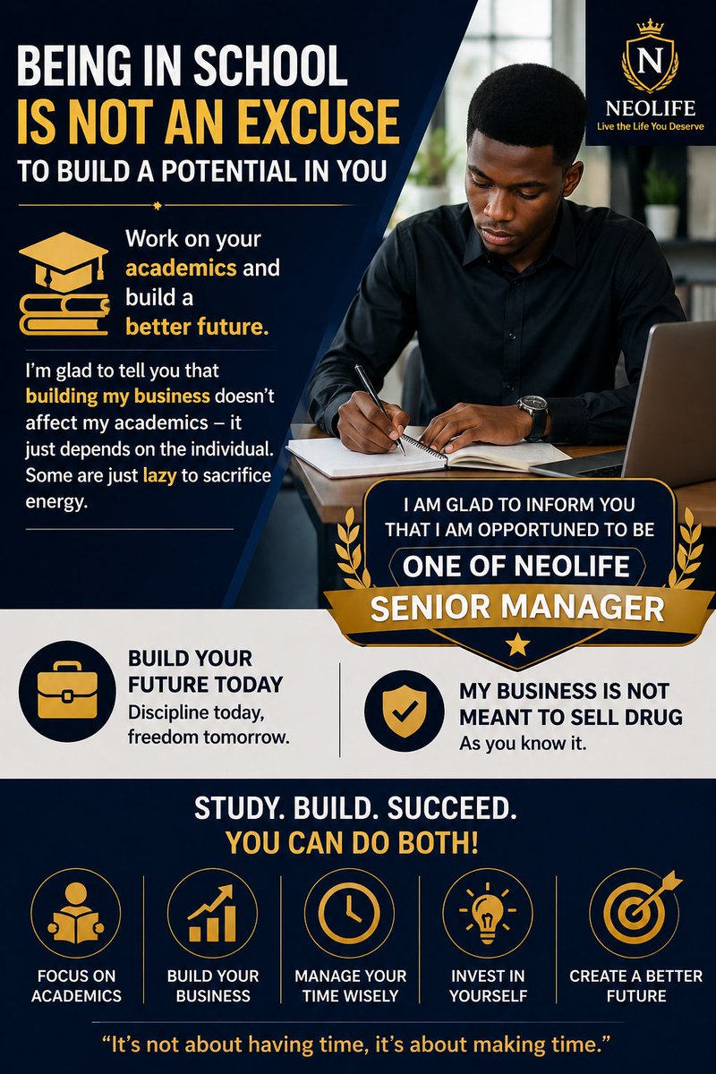 JohnSamuel70848's tweet photo. Build While You Learn

Crim. S.J. Timilehin

Being in school is not an excuse to limit your potential.
Focus on your academics and still build your future.

Growth depends on discipline, not excuses.

#StudentLife #Discipline #FutureBuilding https://t.co/gZDSAWKOuF