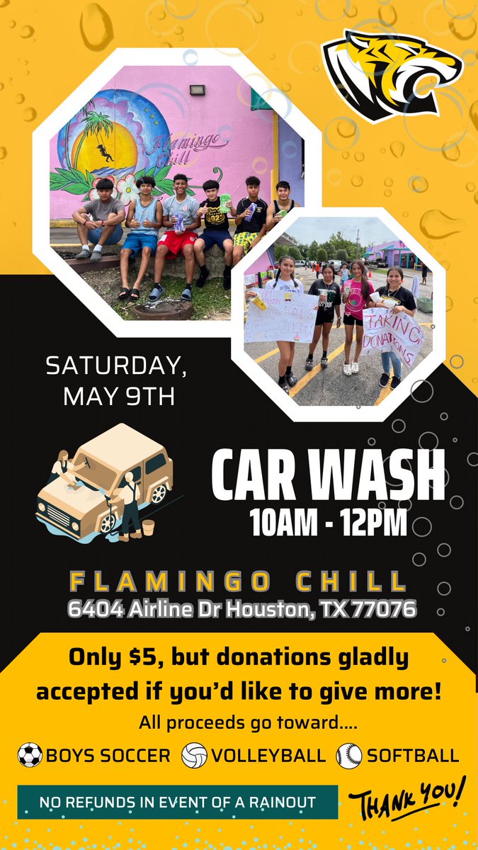 SHtigervolley's tweet photo. 🚗💦🏐⚽️🥎
Roll in dirty, roll out CLEAN ✨
Catch us outside,
how about that!
Tap in, pull up, show love 💯

Donations welcome 🙏
Support the grind 🤑
Fuel the dream 🫶

📅 5/9/26
⏰ 10–12
📍Flamingo Chill
6404 Airline Dr
Houston, TX  77076 https://t.co/uVDbsKE9fS