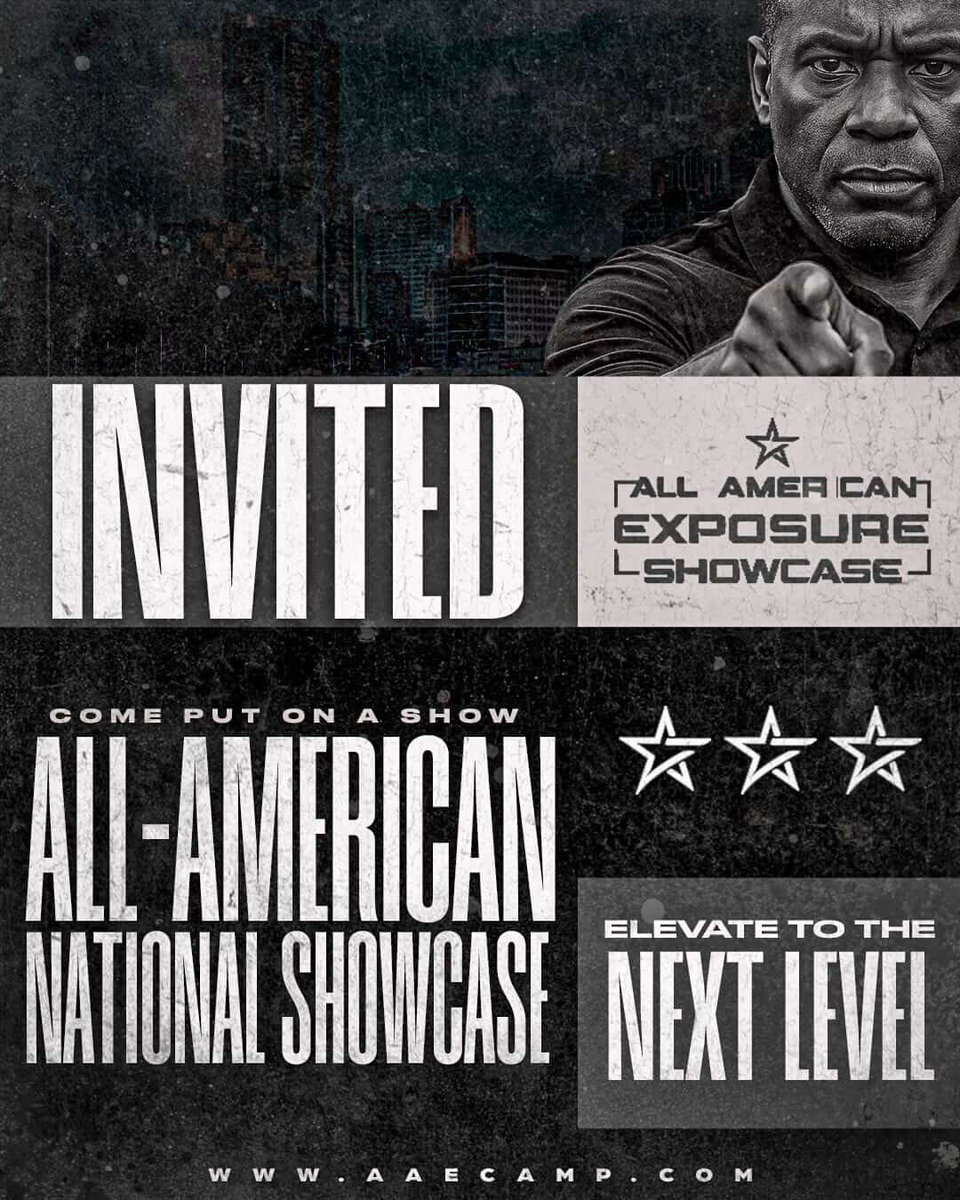 DominiqueP56300's tweet image. Blessed to be invited to the 2026 All-American Exposure National Showcase in Atlanta! 🙏🏾
Ready to compete and get better.
@aaeccamp #RecruitMe #ClassOf2029  @AAECamp