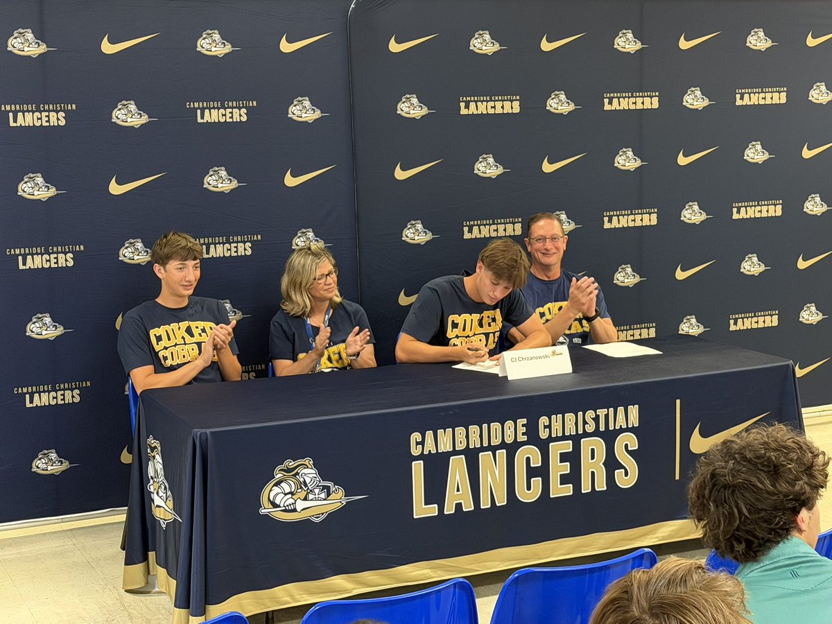 ccslancers2's tweet photo. A fantastic afternoon celebrating @ccslancers2 CJ Chrzanowski (‘26) as he signed his NLI to play soccer with Coker University. We excited for you and wish you well! #GoLancers #GoCobras https://t.co/C3MTv9C4NQ