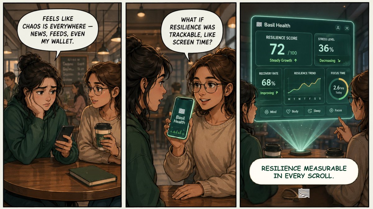 Basil_Health_AI's tweet photo. What if global chaos could be measured like your screen time? @Basil_Health_AI proves resilience is trackable in every scroll.
#StressAwarenessMonth #GenZVoices #MentalHealthAwareness #ResilienceMatters #BasilHealthAI https://t.co/fQ5Qe29mbS