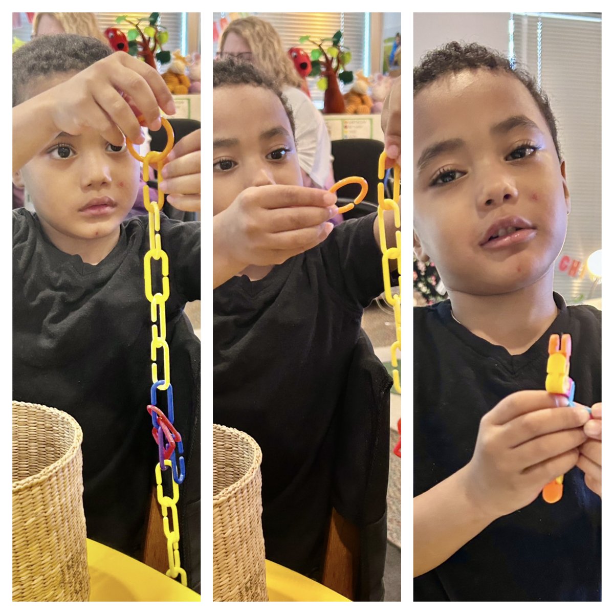 RCAELCPAT's tweet image. “Link by link, Student P is spinning a spider and its web.”

#prekfun #prekactivities #earlylearning #finemotorskills #handsonlearning #learningthroughplay #pat #dph