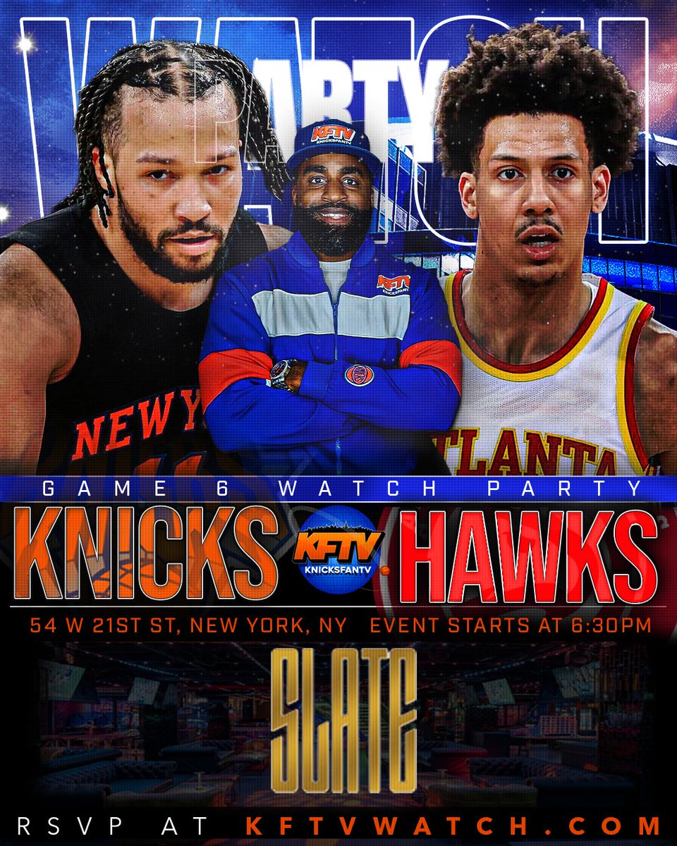 CPTheFanchise's tweet photo. Back outside for Game 6.  Pull up at Slate. 6:30pm. Hosted by @Knickanator_ https://t.co/opCt7YTUtt